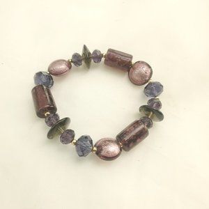 Womens Purple Elastic Stretch Adjustable Fashion Jewelry Beaded Bracelet